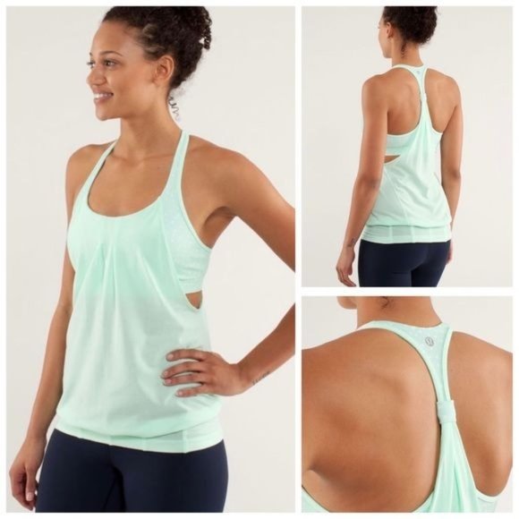 Lululemon Athletica Tank Top Size 6 Built in Bra Practice Freely Yoga Tank Fresh - Picture 1 of 14